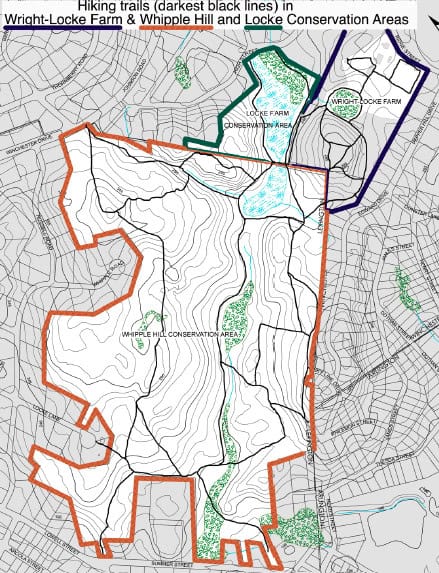 wlf_trails_conservation_map Map of trails at Wright-Locke Farm and the Locke Farm and Whipple Hill Conservation Areas